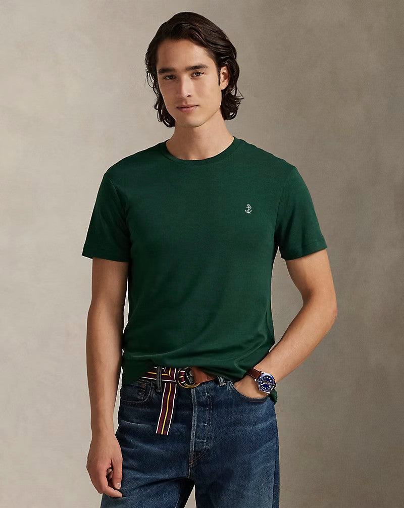 Camiseta de jersey de corte entallado y cuello redondo - Pino vintage