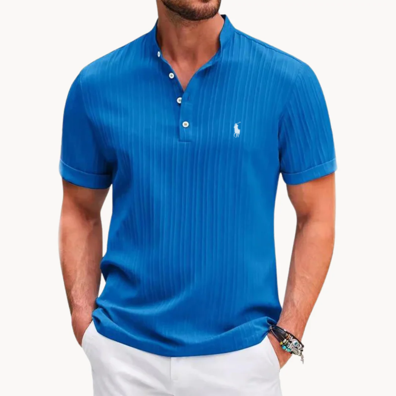 L.C Ribbed Henley Shirt - Clearance Sale