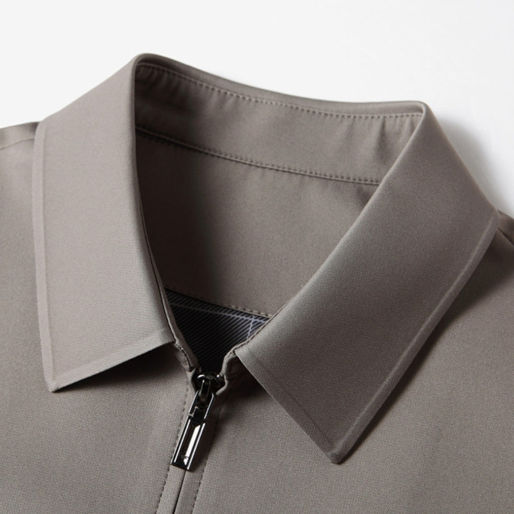 Veste zippée de style business à col à revers Old Money