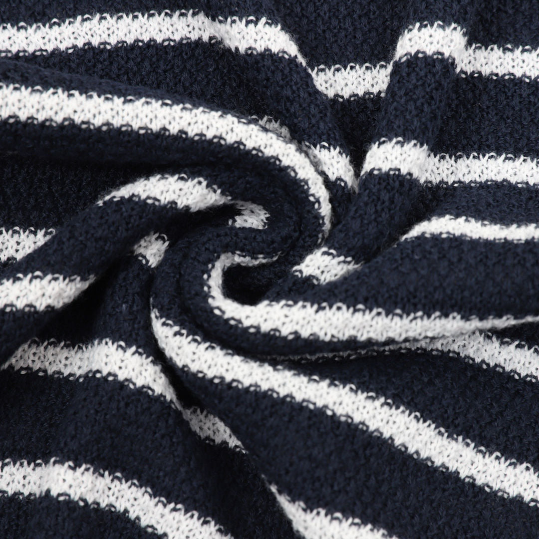 Gestreiftes Strick-Poloshirt mit Pony-Logo Marineblau/Weiß