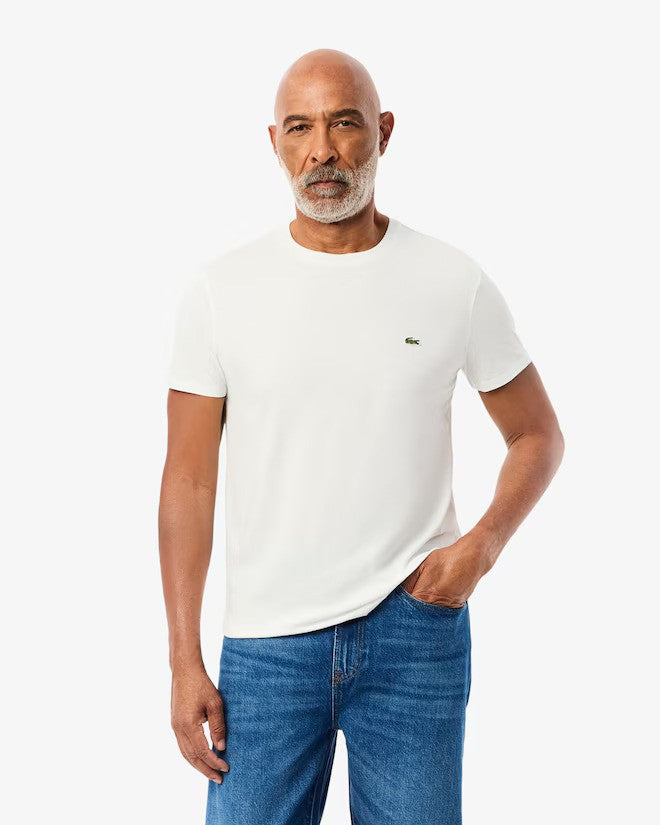 T-shirt classica slim con scollo a C - Bianca