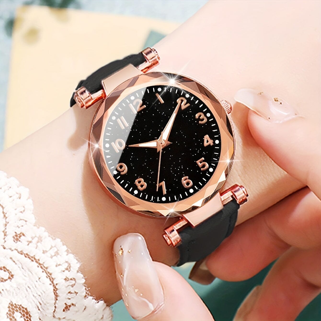 Casual Elegance Set - Quartz Watch with PU Leather Strap and Bracelet Minha loja