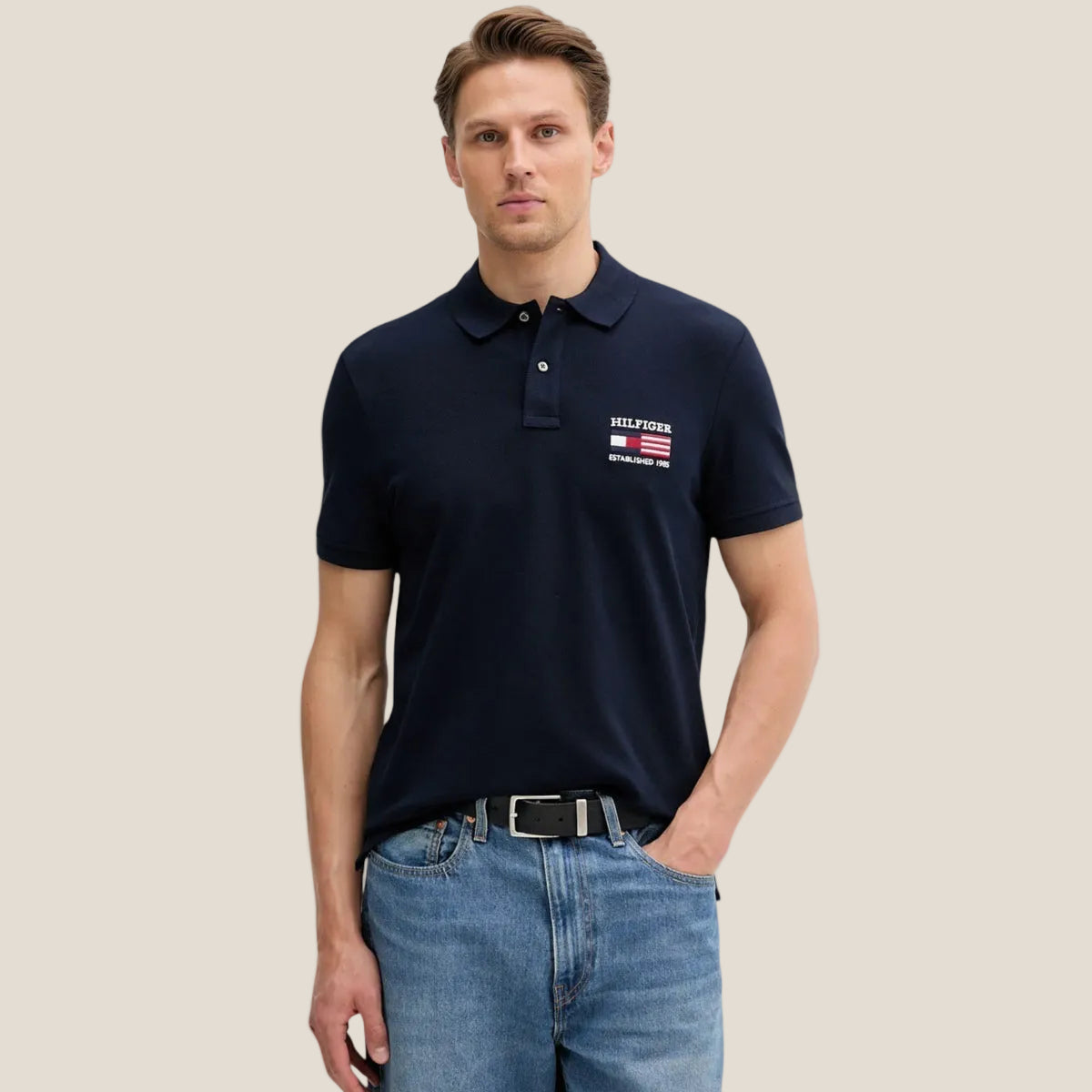 Polo Maniche Corte Bandiera Ricamata