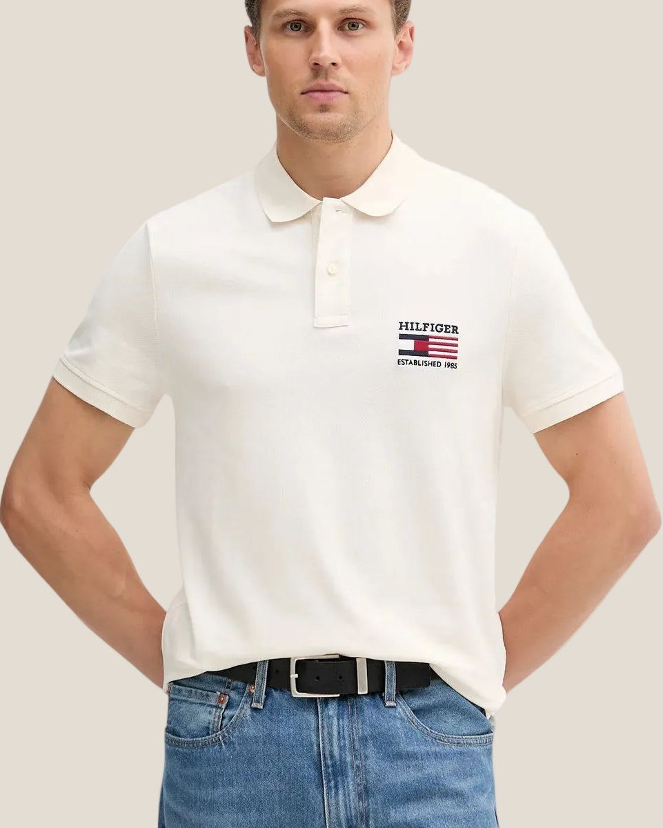 Polo Maniche Corte Bandiera Ricamata