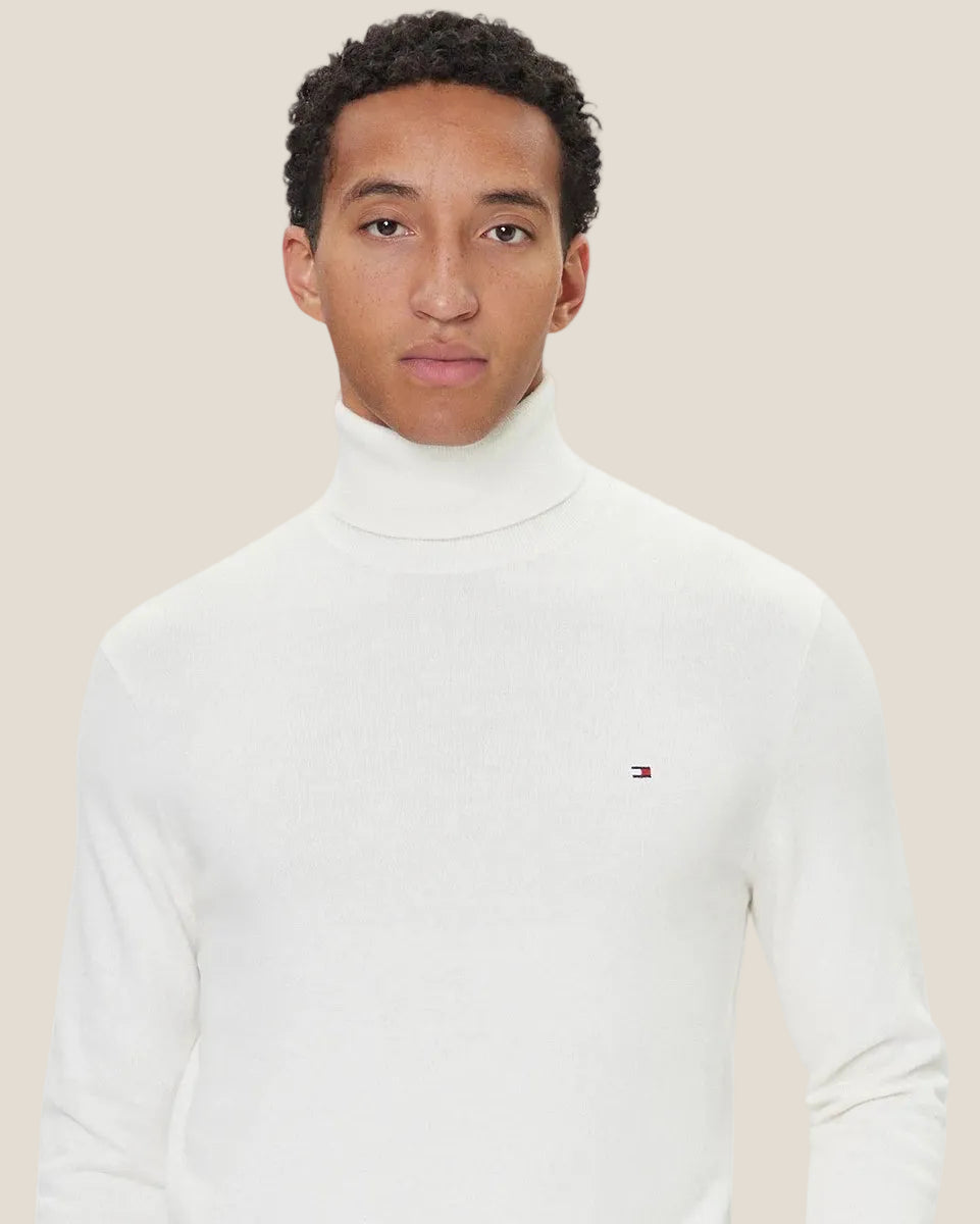 Dolcevita Maglione In Misto Cashmere Con Logo Bandierina Ricamato