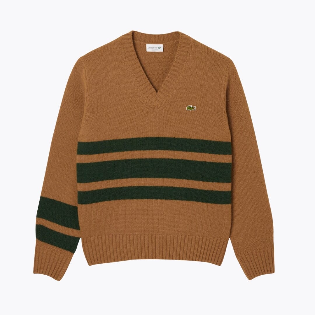 L.C Striped Wool V Neck Sweater