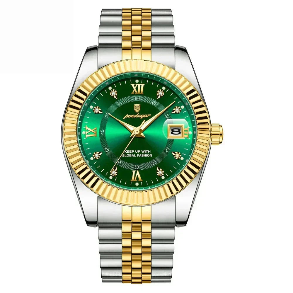 POEDAGAR GoldenStar - 40mm Watch | Water Resistant | Stainless Steel Relógios Masculinos Minha loja Green