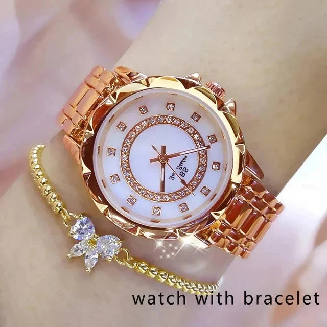 Rhinestone Diamond Women's Wrist Watch Minha loja rose gold bracelet
