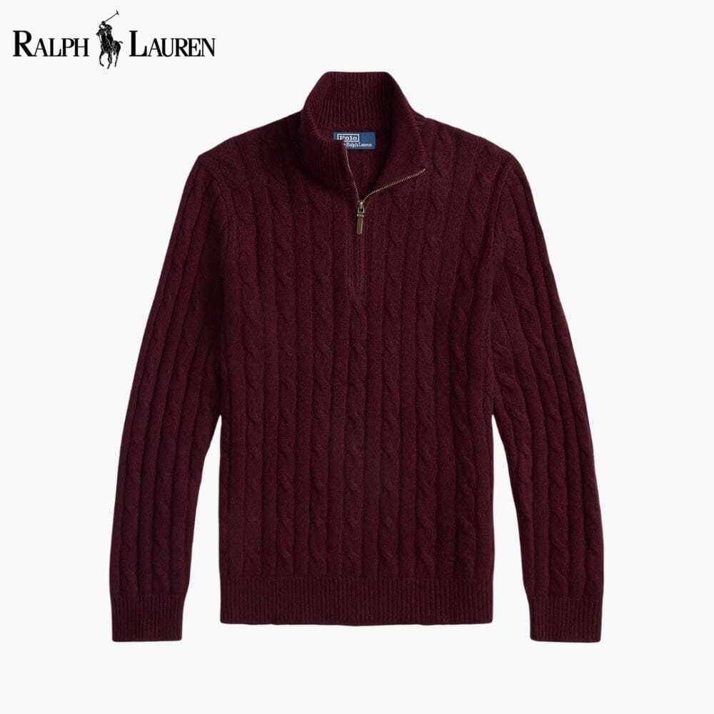 L.R Cable-Knit Cashmere Quarter-Zip Jumper