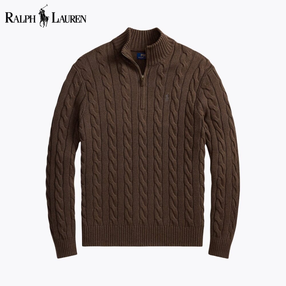 RL Chunky Cable-Knit Cotton Quarter-Zip Sweater RL Chunky Cable-Knit Cotton Quarter-Zip Sweater Minha loja Brown S