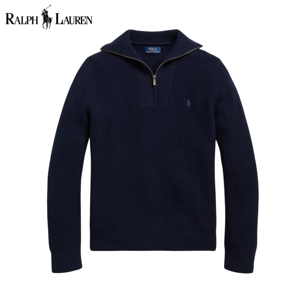 L.R Waffle-Knit Wool-Cotton Quarter-Zip Sweater
