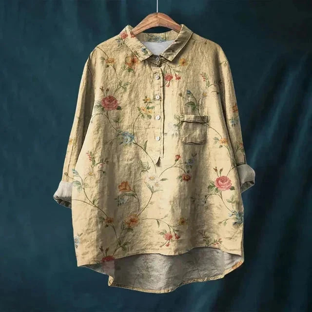 Rosie- VINTAGE FLORAL BLOUSE Shirt Minha loja Khaki S