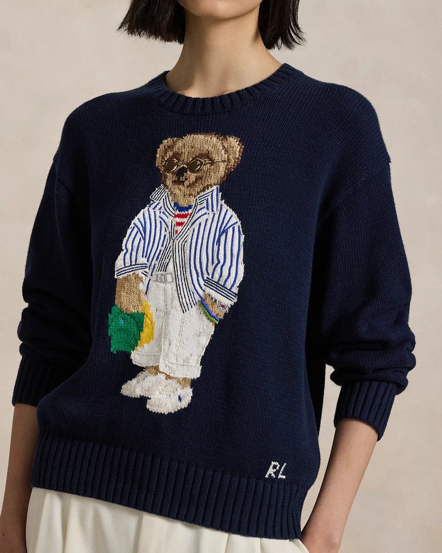 L.R Sweater | Navy Blue Polo Bear