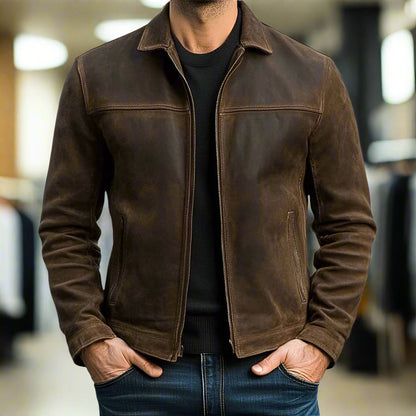Lederjacke im Old-Money-Stil