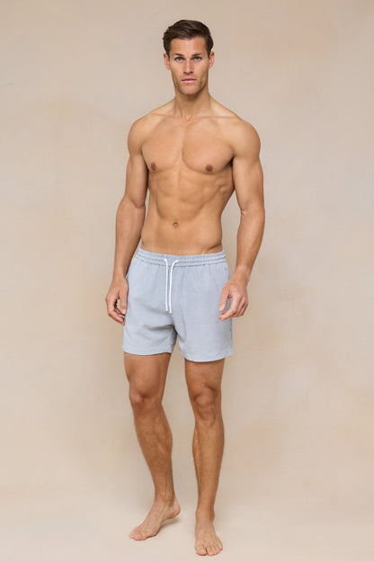 Vittorio Seersucker Swim Short - černá/bílá