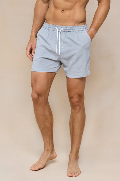 Vittorio Seersucker Swim Short - černá/bílá