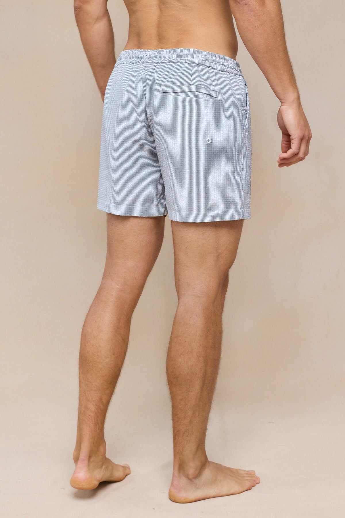 Vittorio Seersucker Swim Short - černá/bílá
