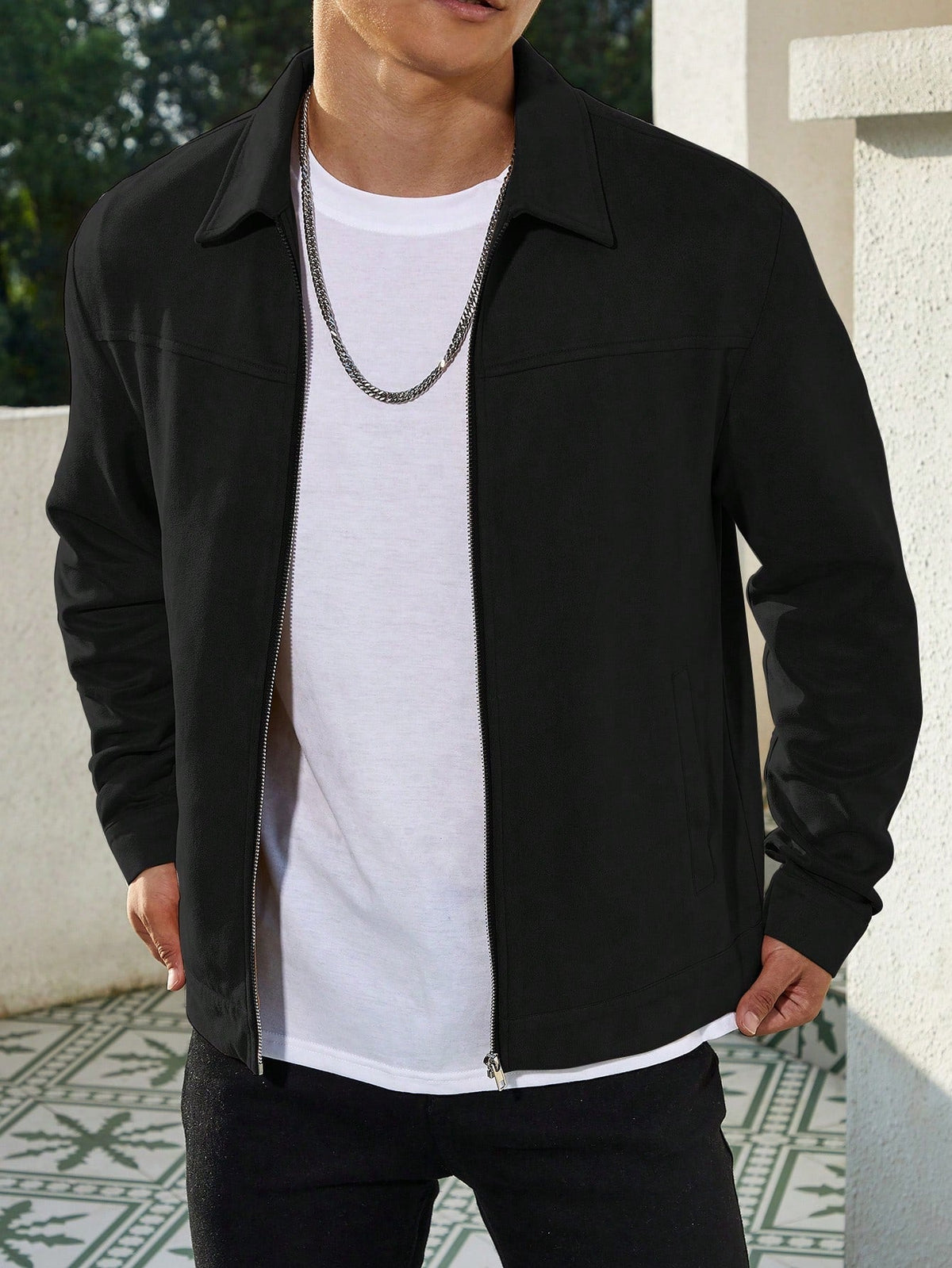Lässige einfarbige Jacke im Old-Money-Stil