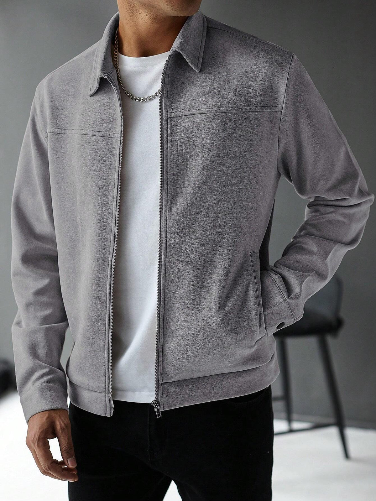 Lässige einfarbige Jacke im Old-Money-Stil