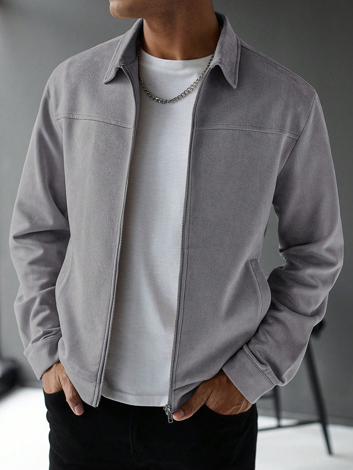 Lässige einfarbige Jacke im Old-Money-Stil