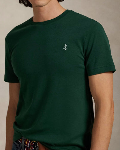 Camiseta de jersey de corte entallado y cuello redondo - Pino vintage