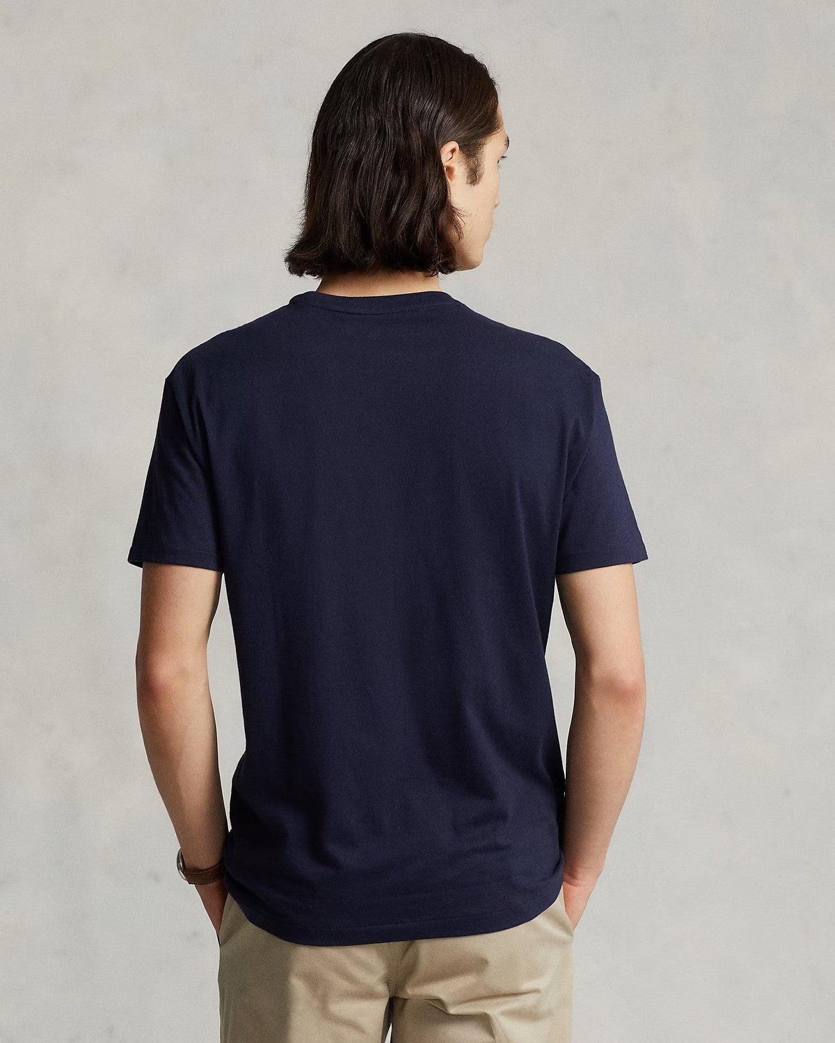 Camiseta de punto de corte entallado con cuello redondo - AZUL MARINO