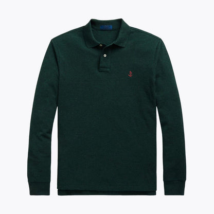 Mesh Long-Sleeve Polo Shirt