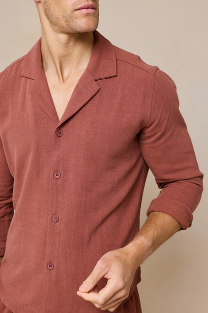 Cami Linen Shirt - rezavá