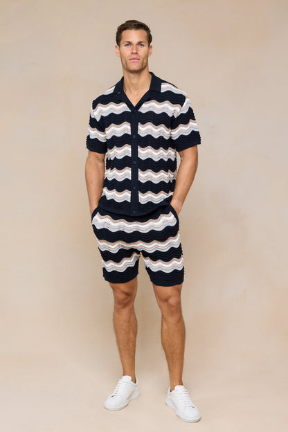 Primavera Crochet Knit Shirt - Black/Brown