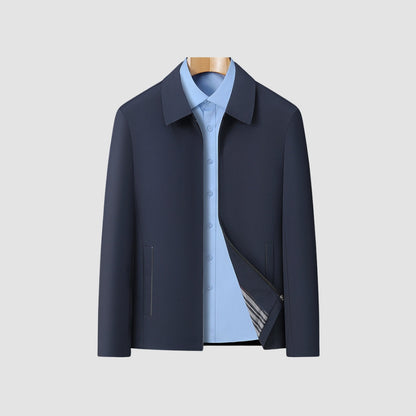 Manteau court décontracté zippé à col à revers Old Money
