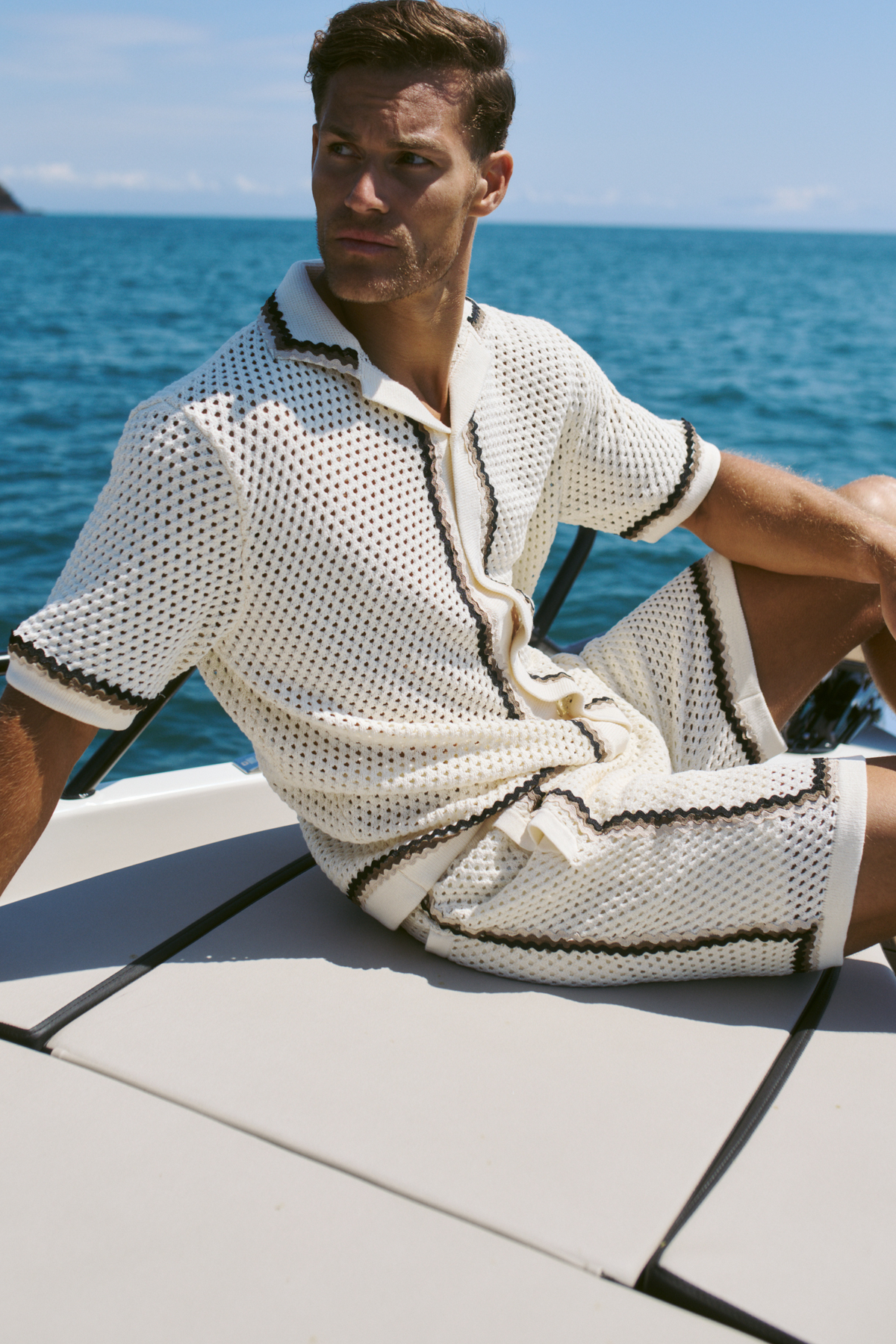 Marconi Crochet Knit Shirt - Ecru