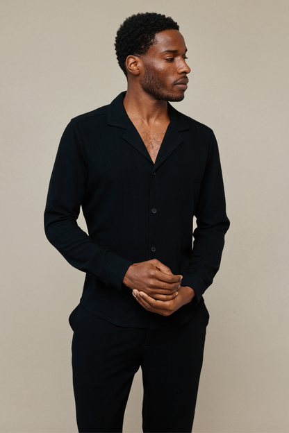 Camisa de lino Cami - Negro