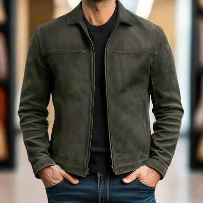Lederjacke im Old-Money-Stil