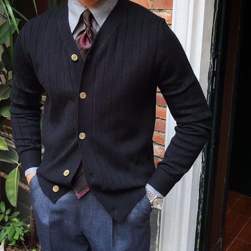Gebreid vest met V-hals in Old Money-stijl