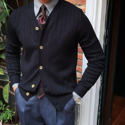 Gebreid vest met V-hals in Old Money-stijl