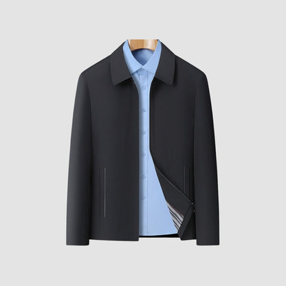 Manteau court décontracté zippé à col à revers Old Money