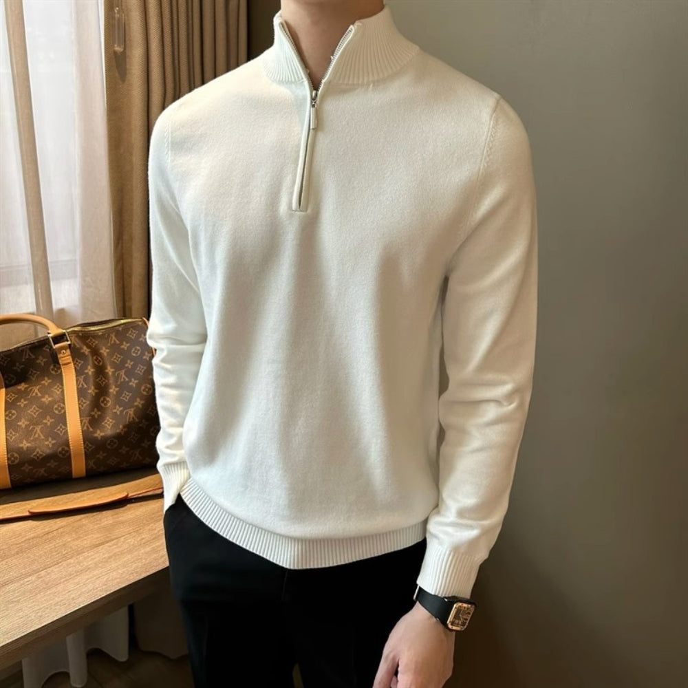 Jersey de punto con cuello semialto y cremallera Old Money