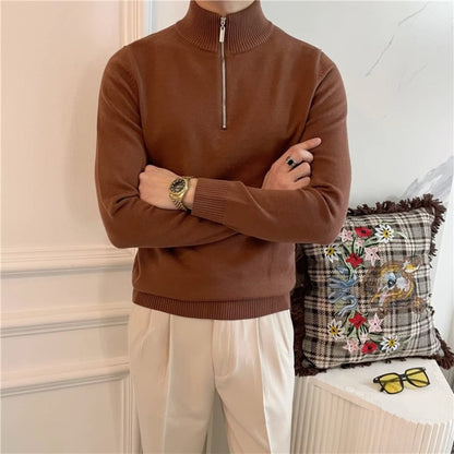 Jersey de punto con cuello semialto y cremallera Old Money