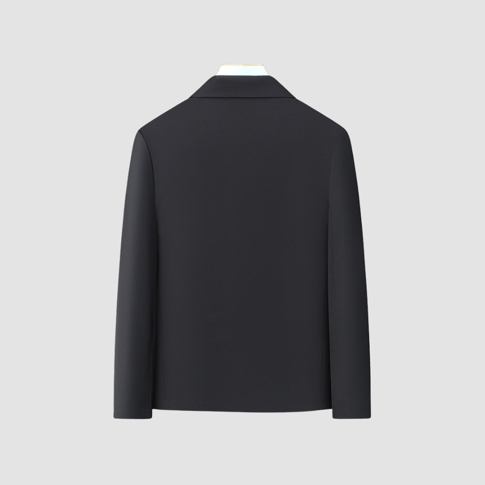 Manteau court décontracté zippé à col à revers Old Money