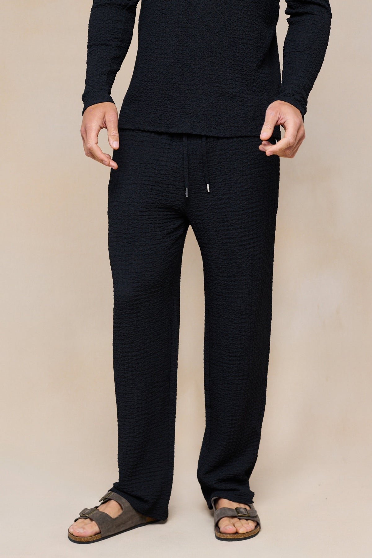 Pantalon texturé froncé Artie - Noir