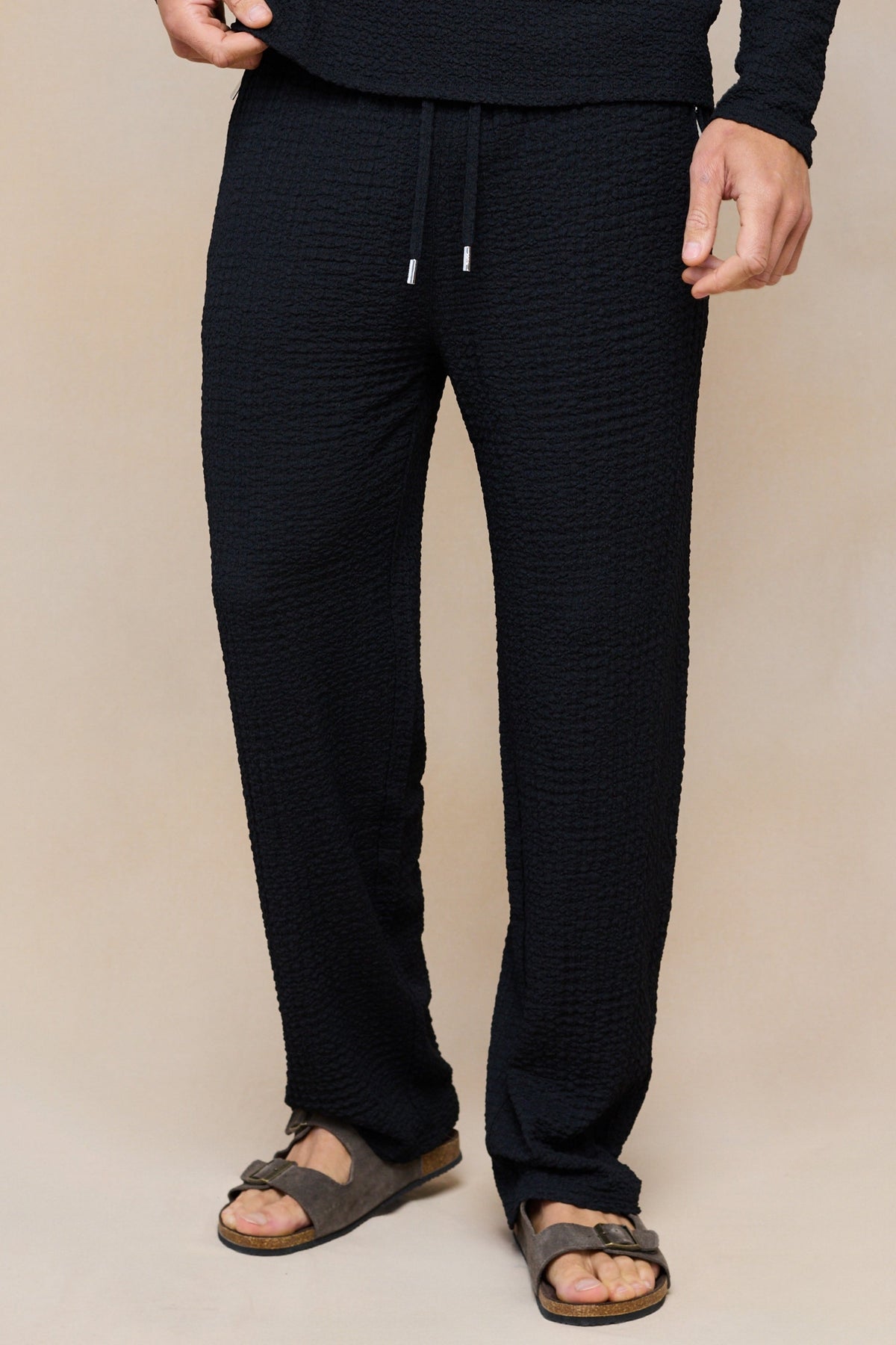 Pantalon texturé froncé Artie - Noir