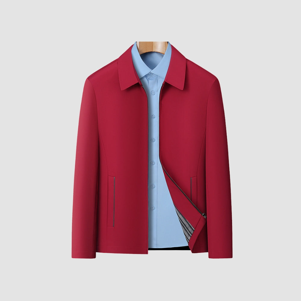 Manteau court décontracté zippé à col à revers Old Money