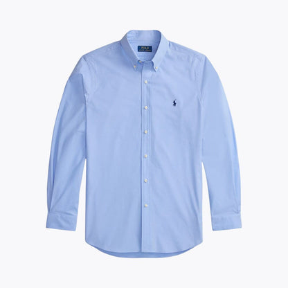 Camisa de popelina de algodón elástico con botones