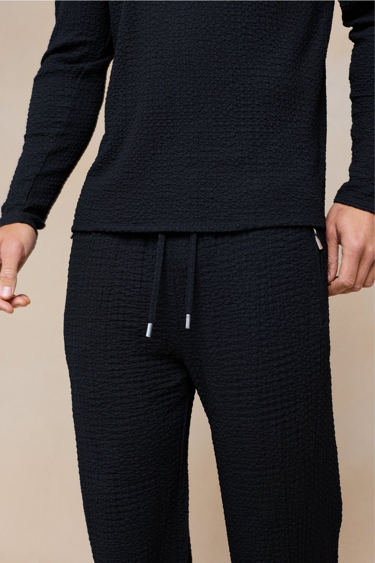 Pantalon texturé froncé Artie - Noir