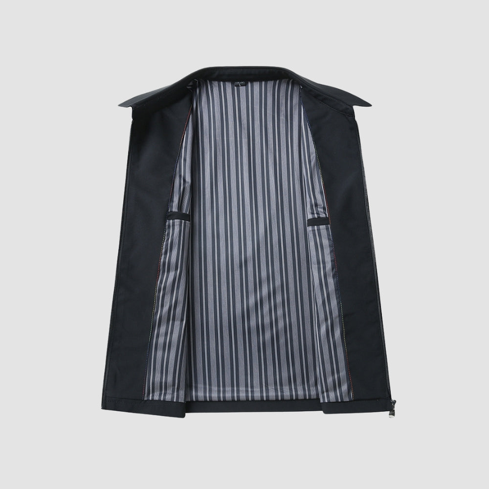 Manteau court décontracté zippé à col à revers Old Money