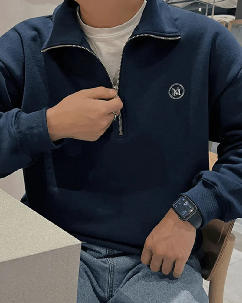 Polo collar sweater Zip up