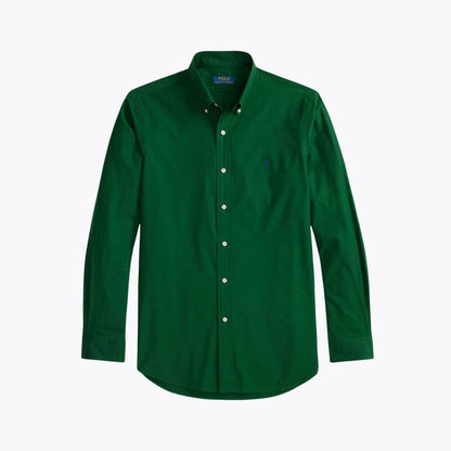 Camisa de popelina de algodón elástico con botones