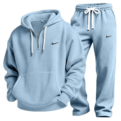 Waffle-Knit Performance Hoodie Jogger Set - Clearance Sale