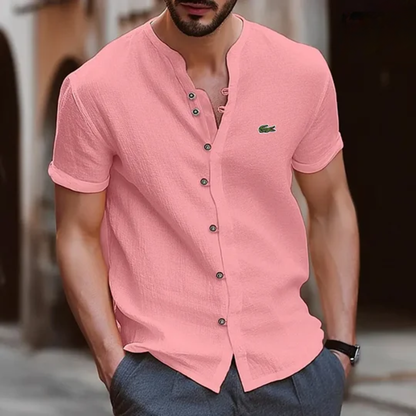 L.C Textured Button Henley Shirt - Clearance Sale