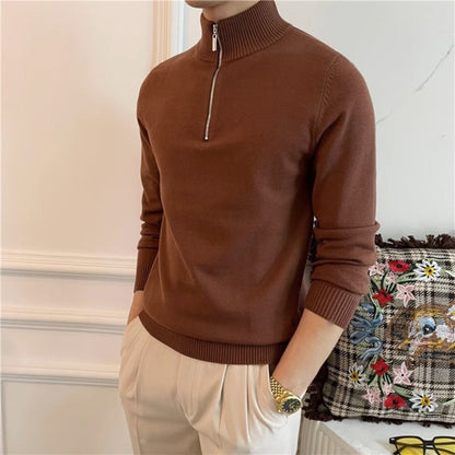 Jersey de punto con cuello semialto y cremallera Old Money